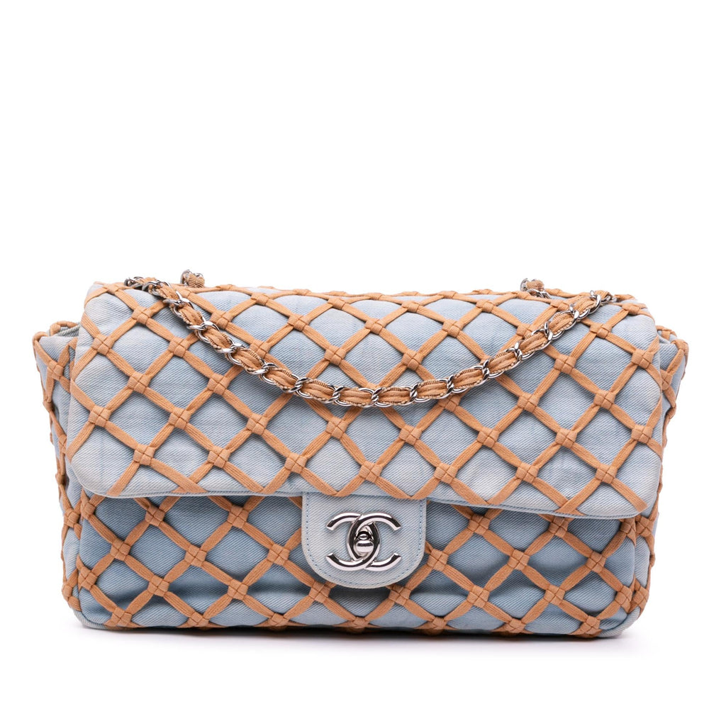 Chanel Jumbo Denim Canebiers Net Flap
