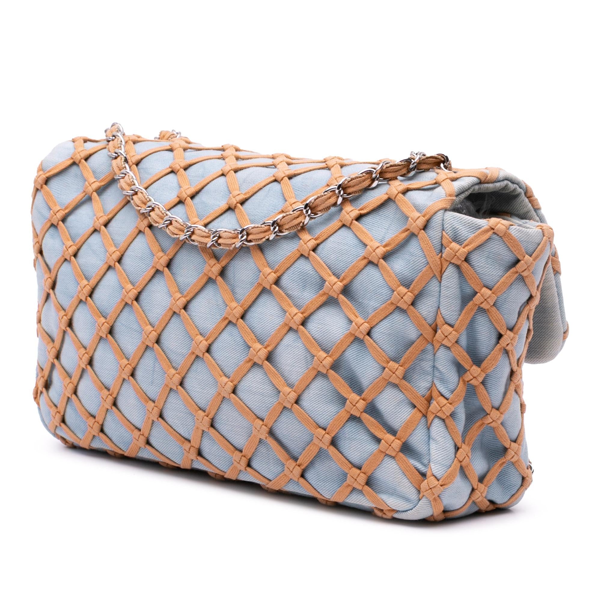 Chanel Jumbo Denim Canebiers Net Flap