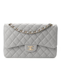 CHANEL CLASSIC  QUILTED CAVIAR JUMBO DOUBLE FLAP BAG