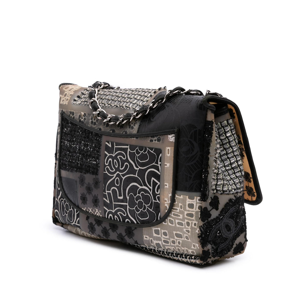 Chanel Jumbo PVC and Tweed Patchwork Single Flap