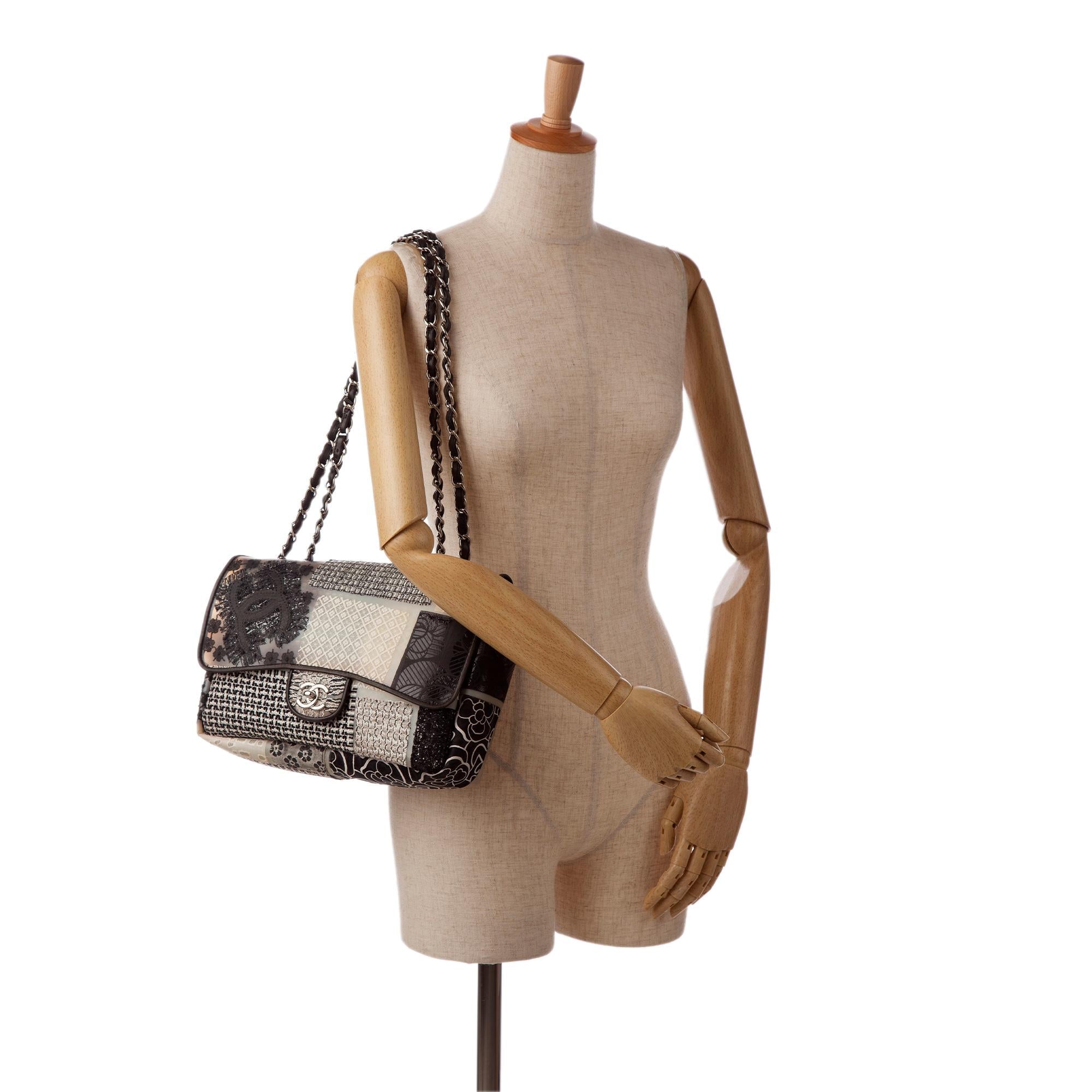Chanel Jumbo PVC and Tweed Patchwork Single Flap