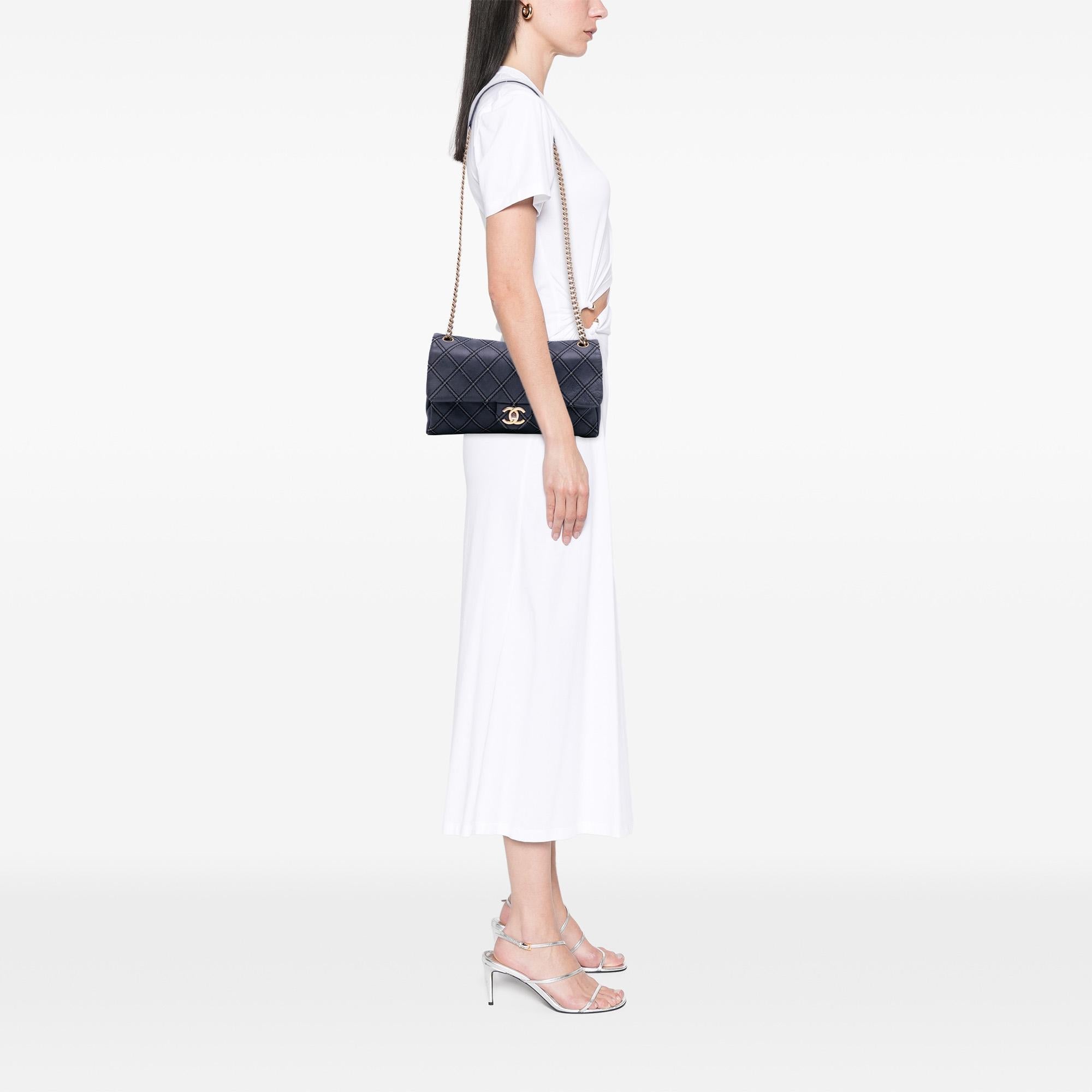 Chanel Jumbo Quilted Calfskin Triple Stitched Flap