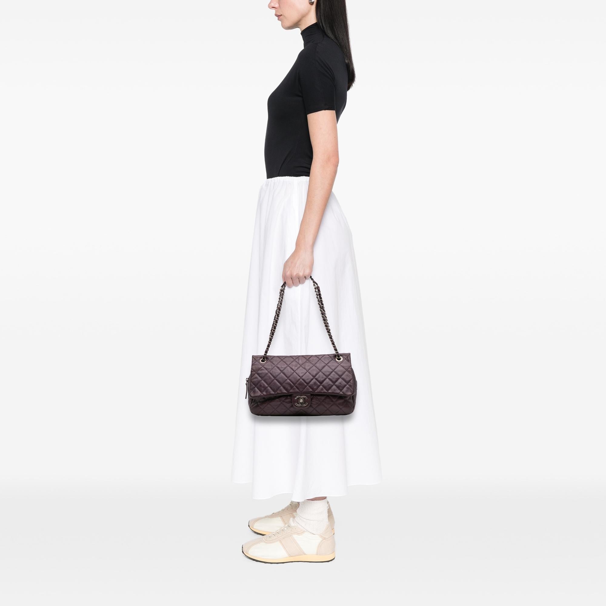 Chanel Jumbo Quilted Iridescent Caviar Easy Flap