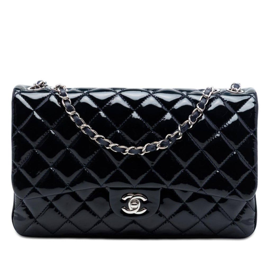 Chanel Jumbo Quilted Patent 3 Compartment Flap