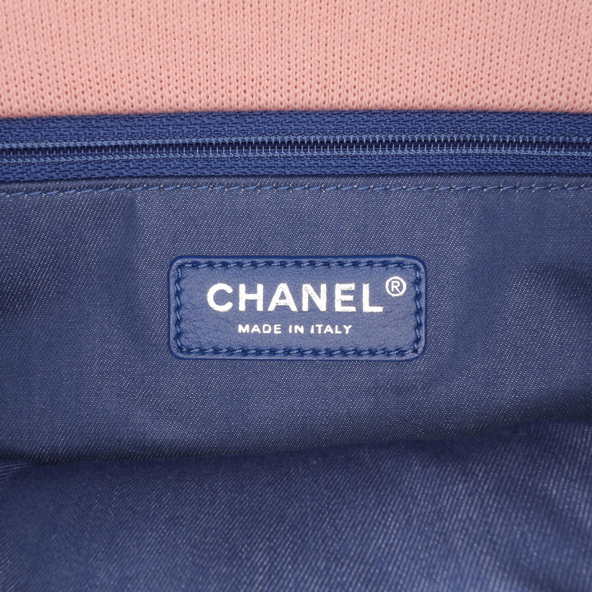 Chanel Jumbo Stripe Jersey Felt and Rope Flap