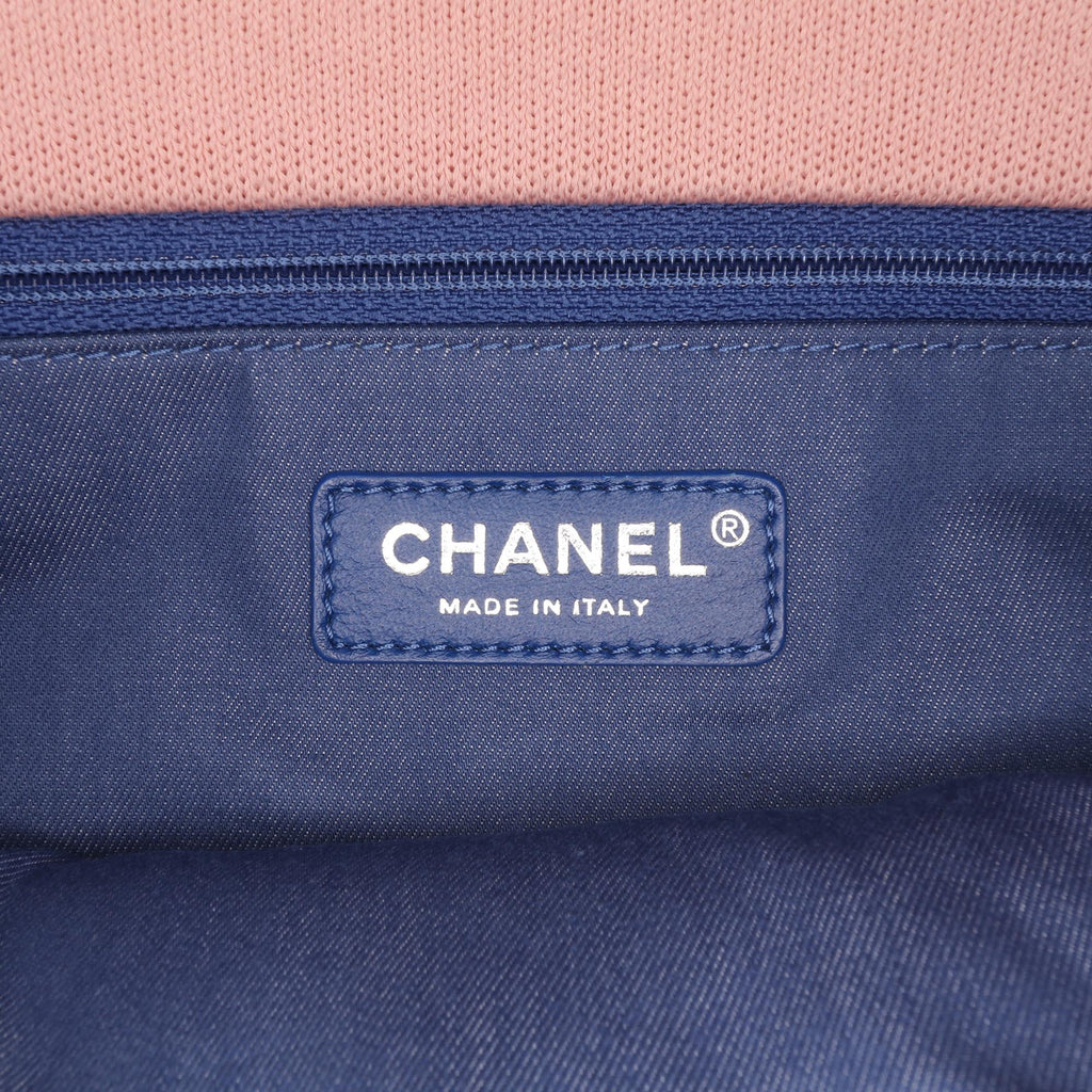 Chanel Jumbo Stripe Jersey Felt and Rope Flap