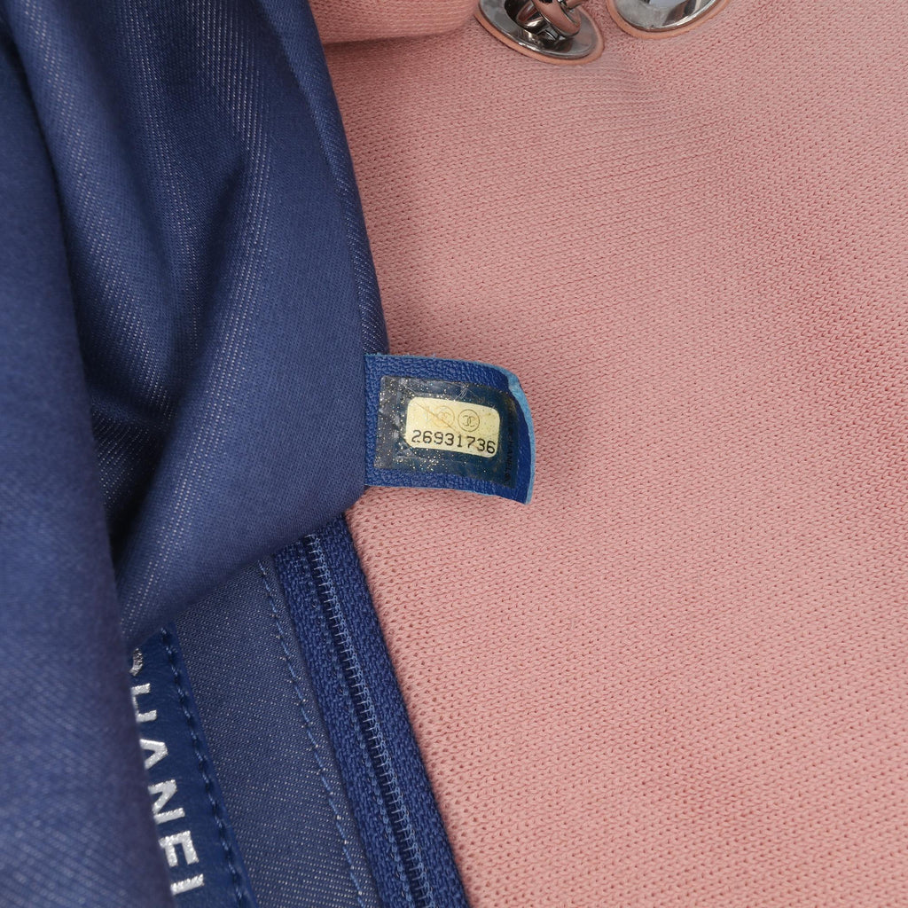 Chanel Jumbo Stripe Jersey Felt and Rope Flap