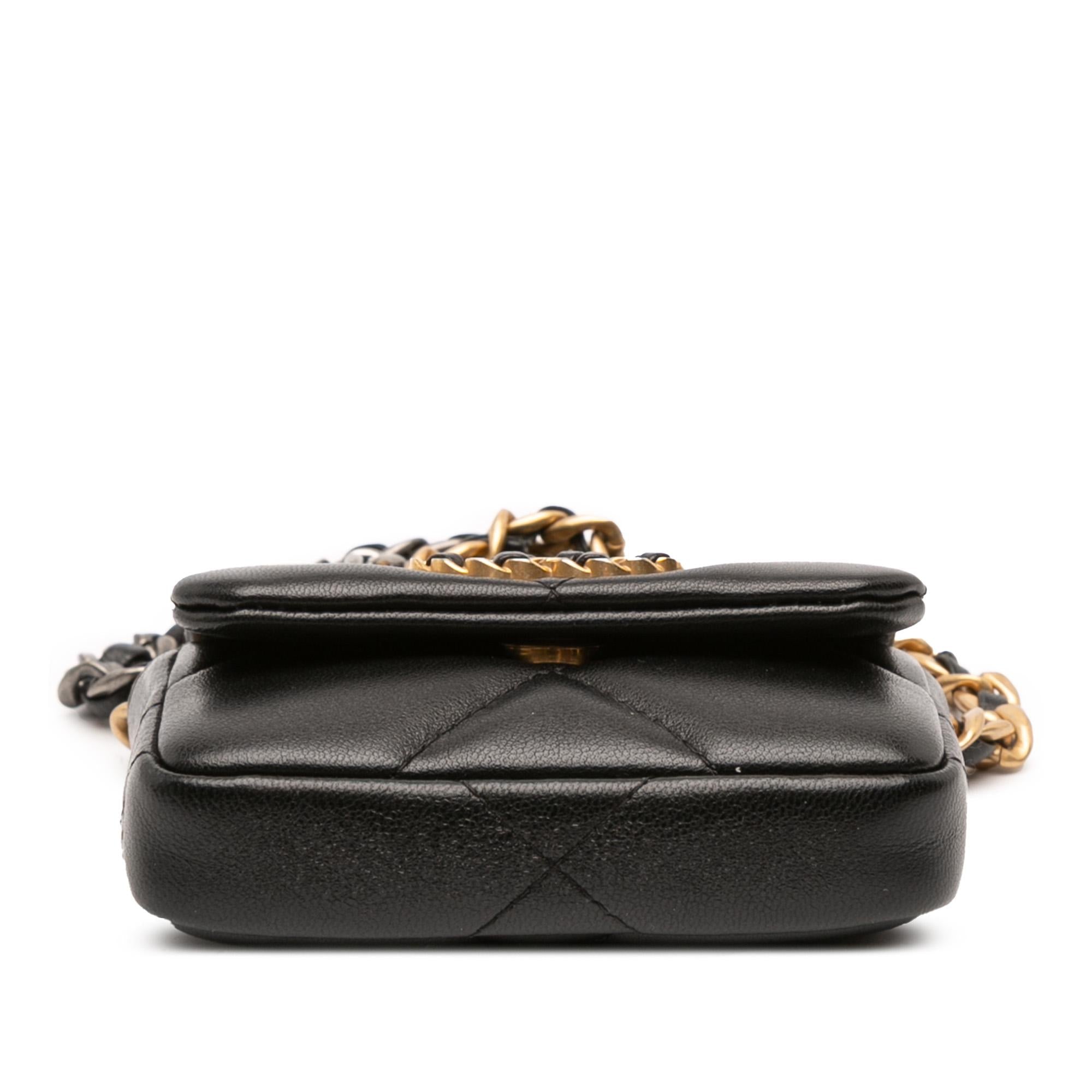 Chanel Lambskin 19 Flap Coin Purse With Chain