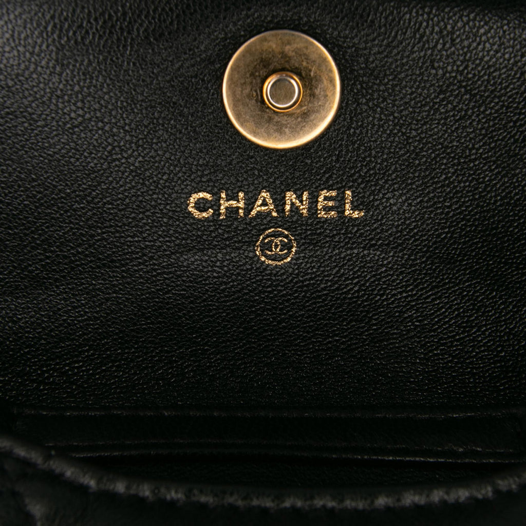 Chanel Lambskin 19 Flap Coin Purse With Chain