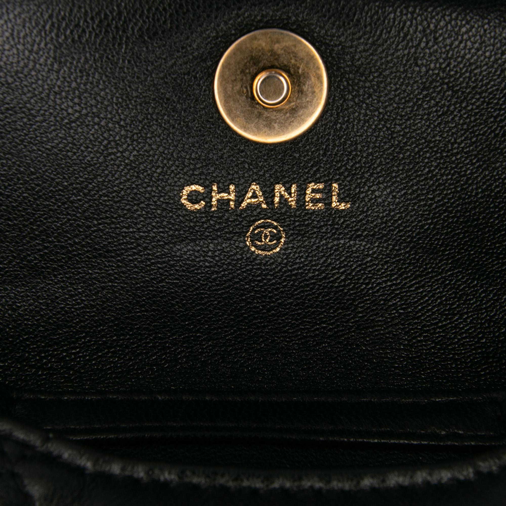 Chanel Lambskin 19 Flap Coin Purse With Chain