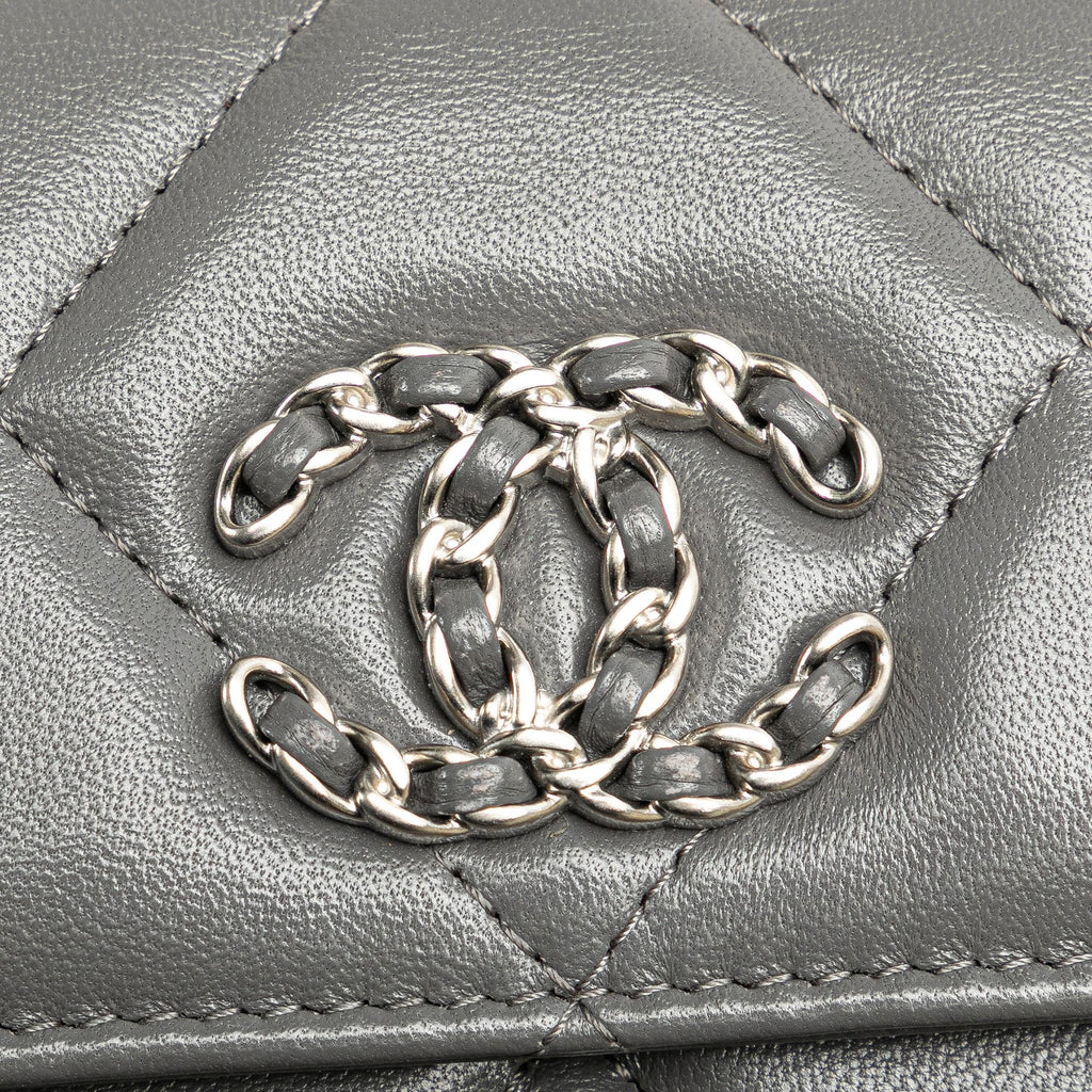 Chanel Lambskin 19 Flap Coin Purse With Chain
