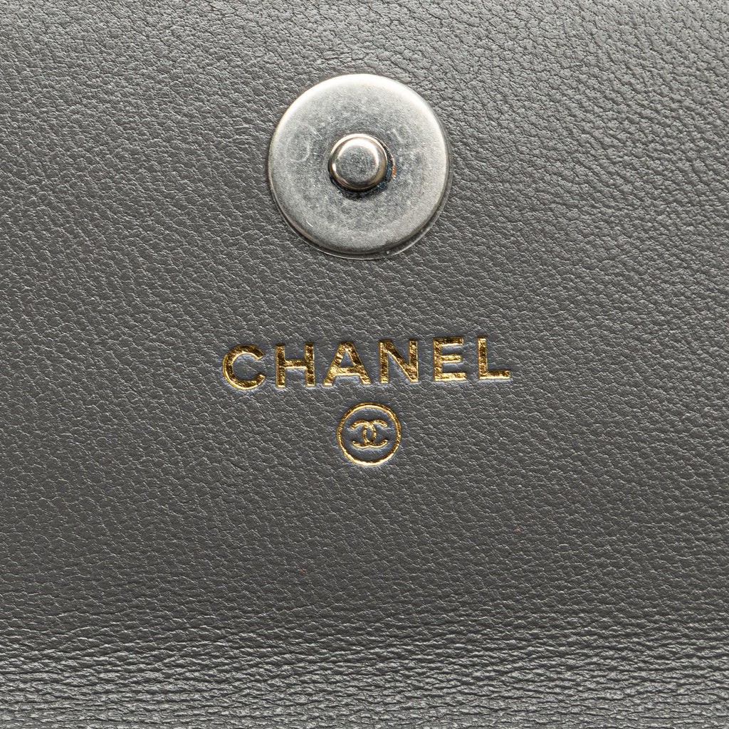 Chanel Lambskin 19 Flap Coin Purse With Chain