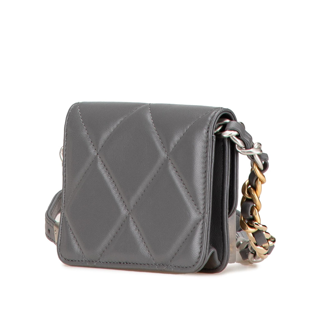 Chanel Lambskin 19 Flap Coin Purse With Chain