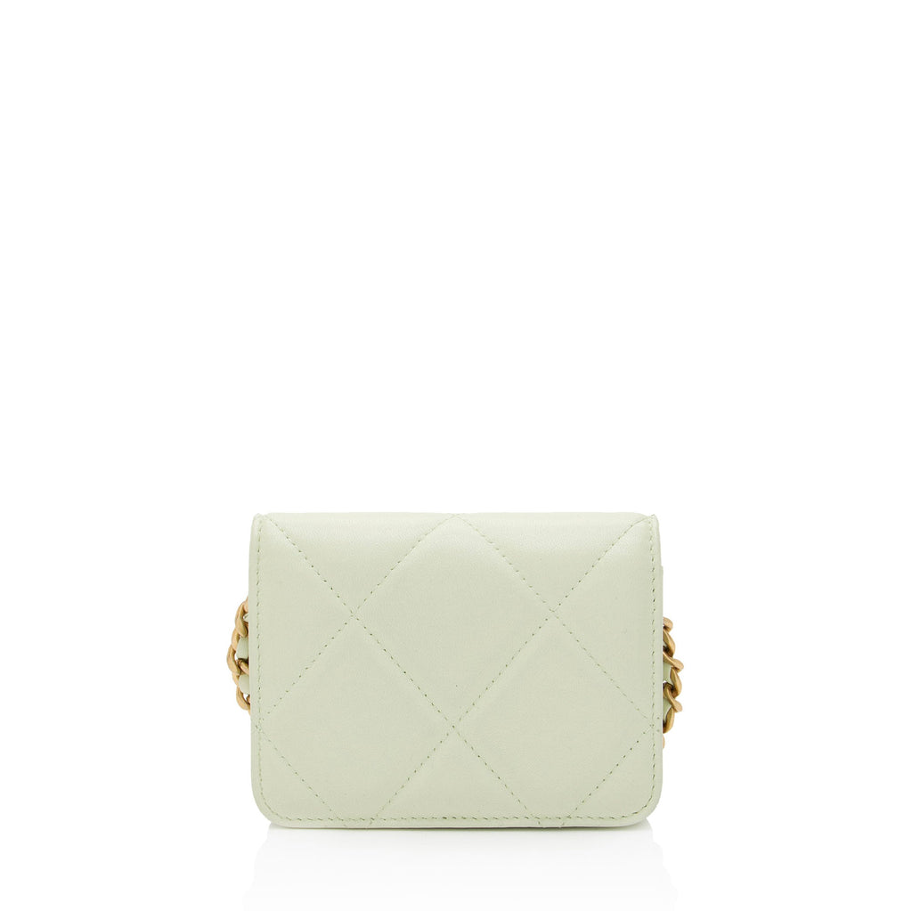 Chanel Lambskin 19 Flap Coin Purse on Chain