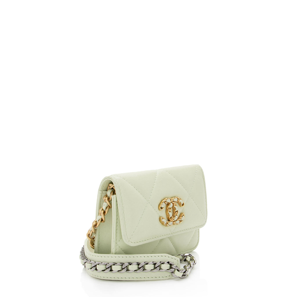 Chanel Lambskin 19 Flap Coin Purse on Chain