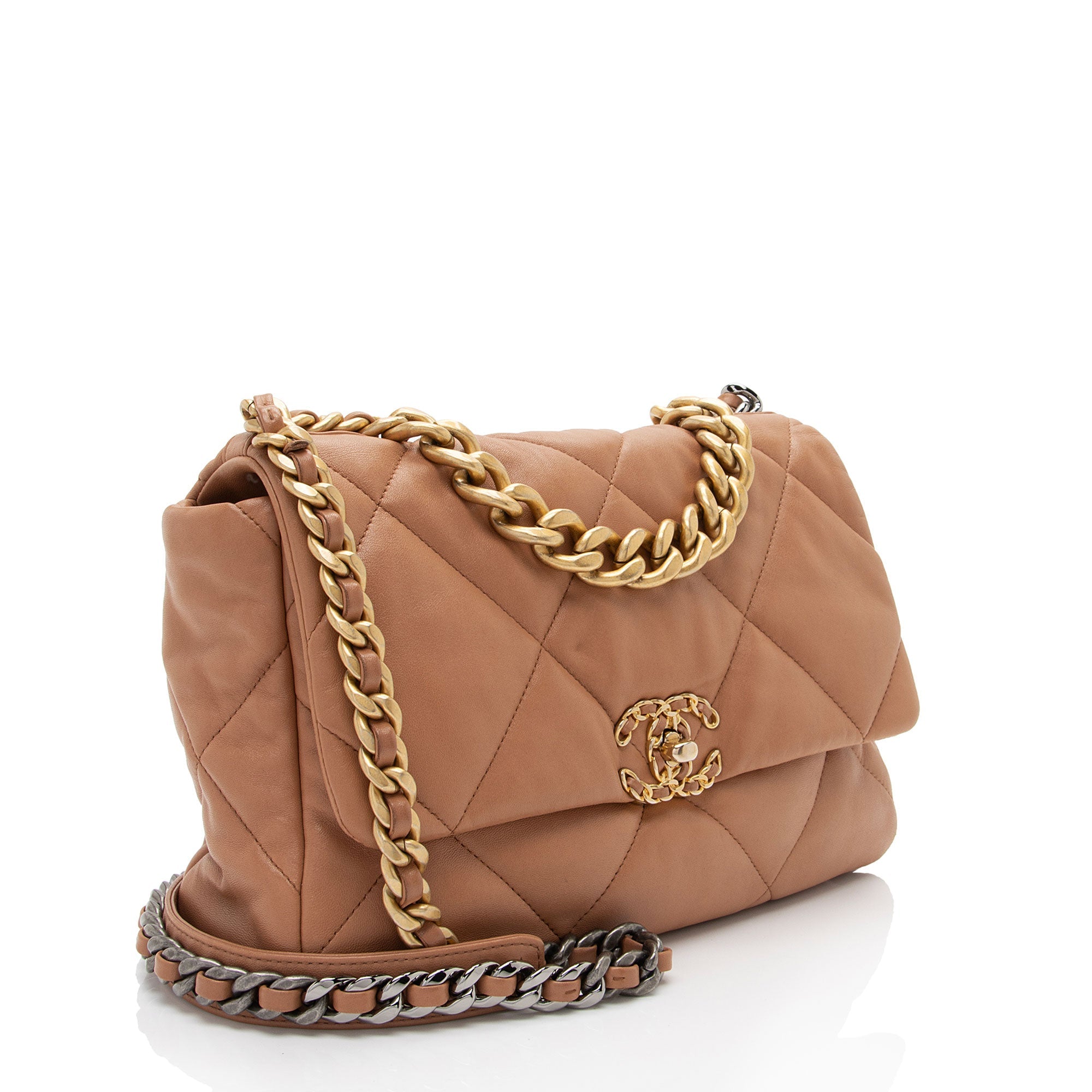 Chanel Lambskin 19 Large Flap Shoulder Bag (SHF-4BZeZZ)
