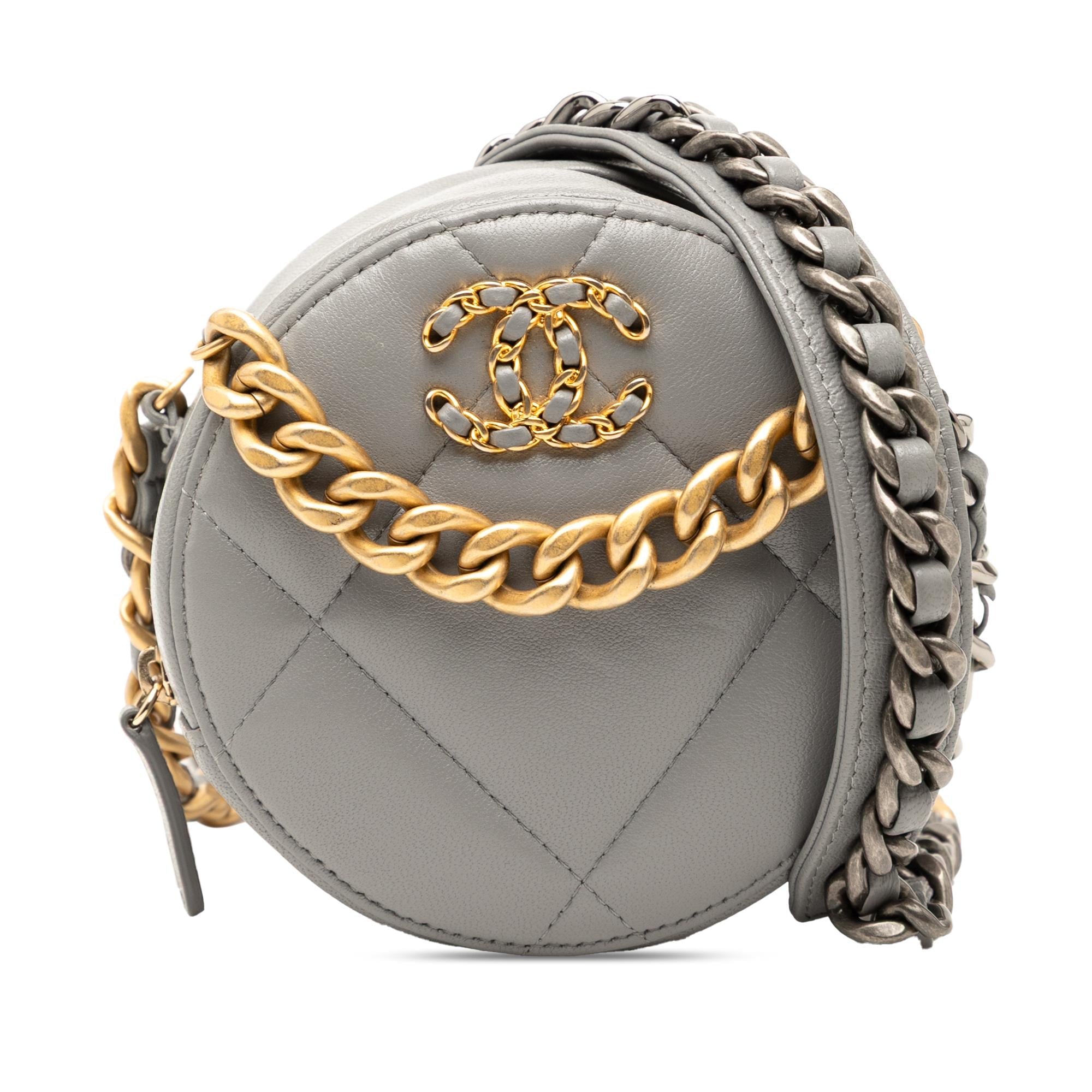 Chanel Lambskin 19 Round Clutch with Chain