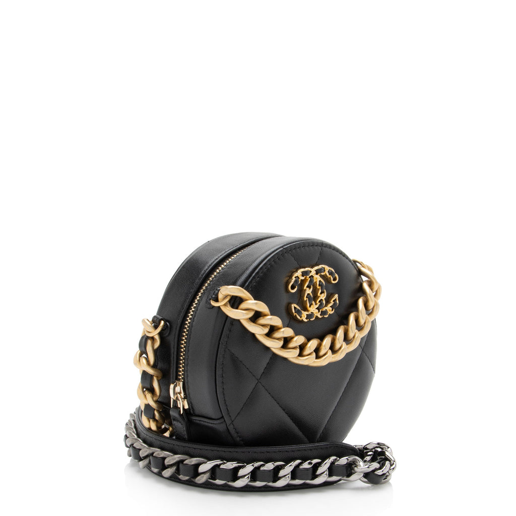 Chanel Lambskin 19 Round Clutch with Chain