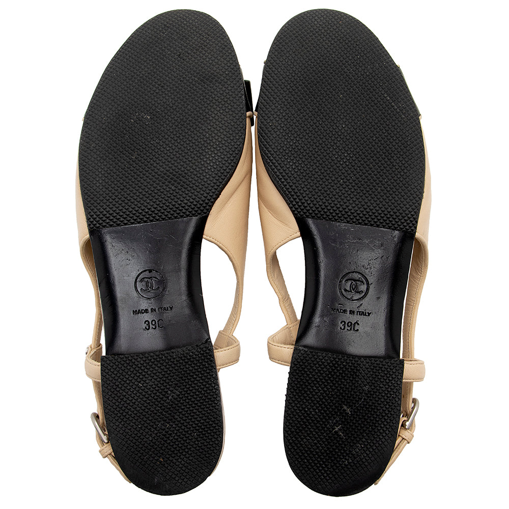 Chanel Lambskin Bow Sling Back Sandals - Size 9 C / 39 C - FINAL SALE (SHF-16624)
