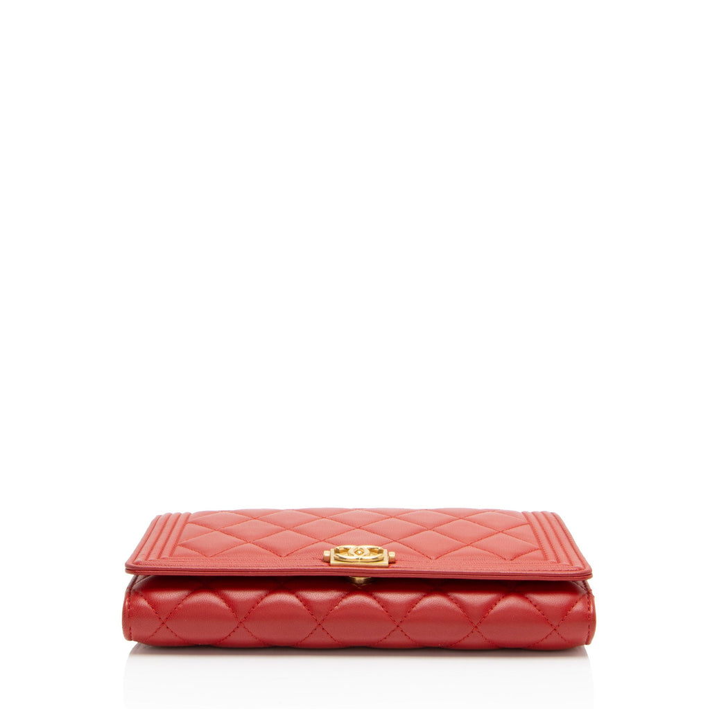 Chanel Lambskin Boy Clutch on Chain