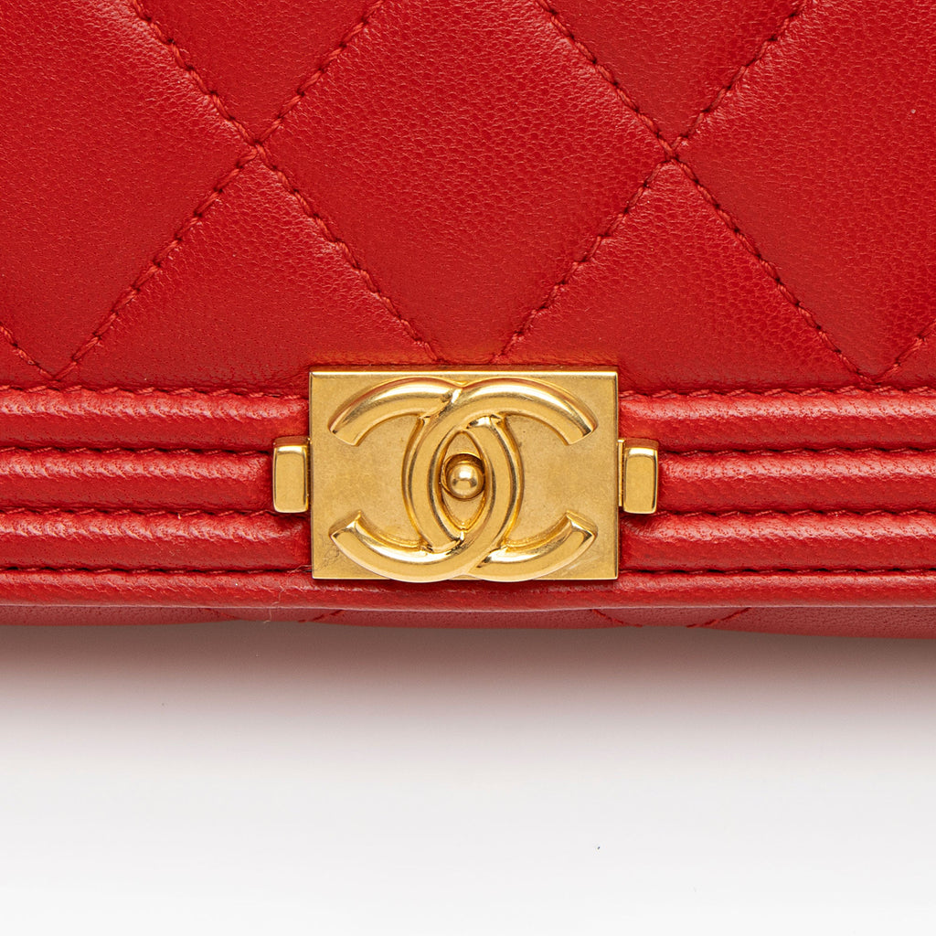 Chanel Lambskin Boy Clutch on Chain