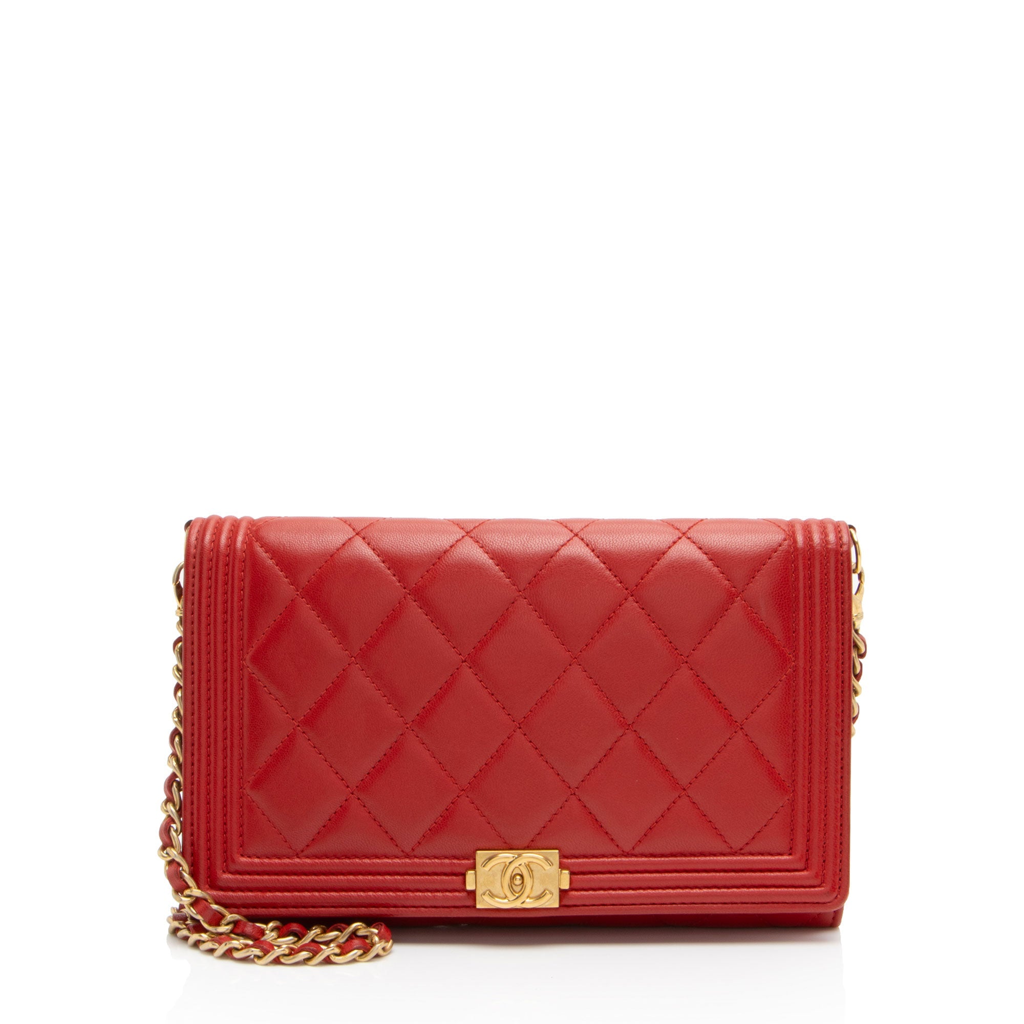 Chanel Lambskin Boy Clutch on Chain