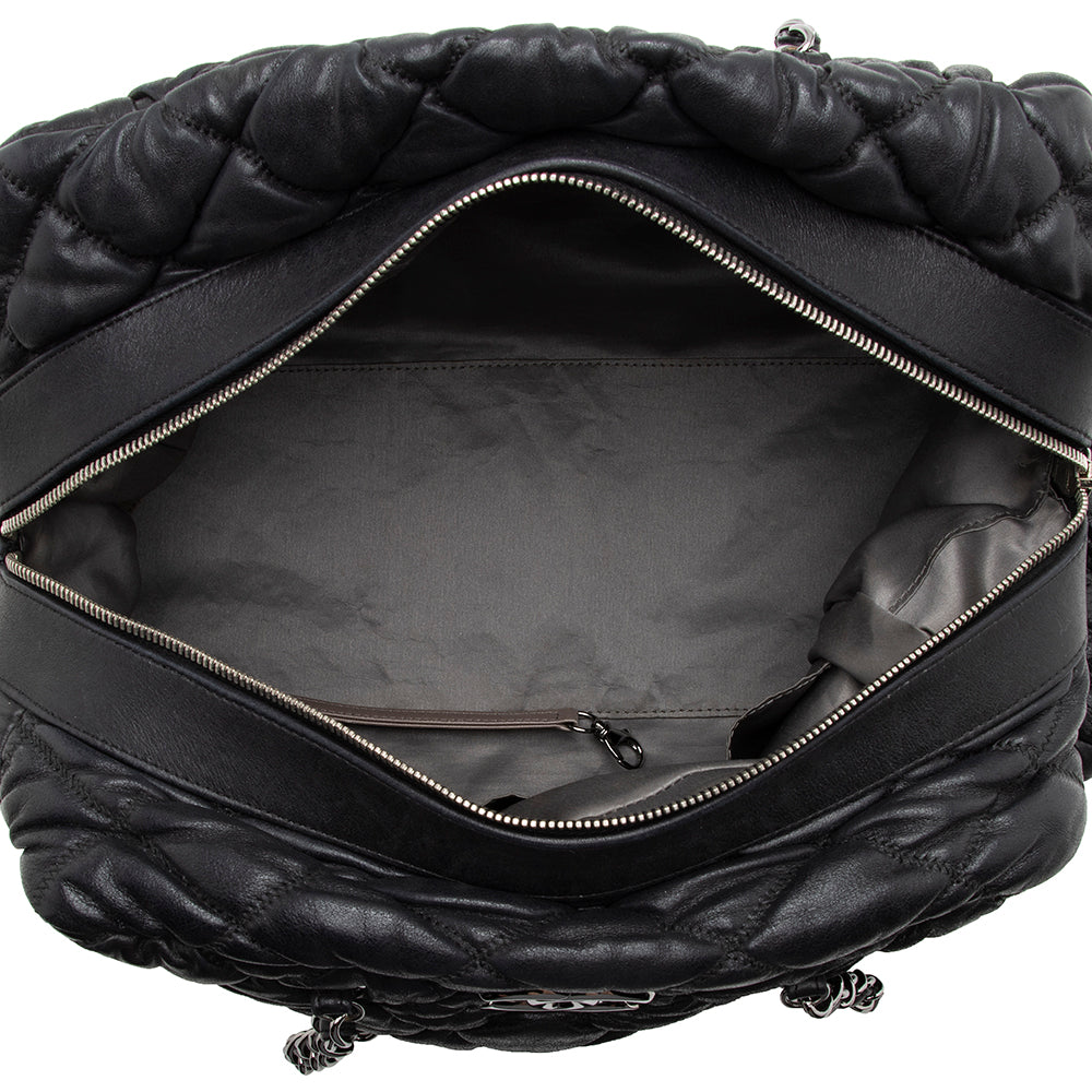 Chanel Lambskin Bubble Quilt Bowler Satchel (SHF-15686)