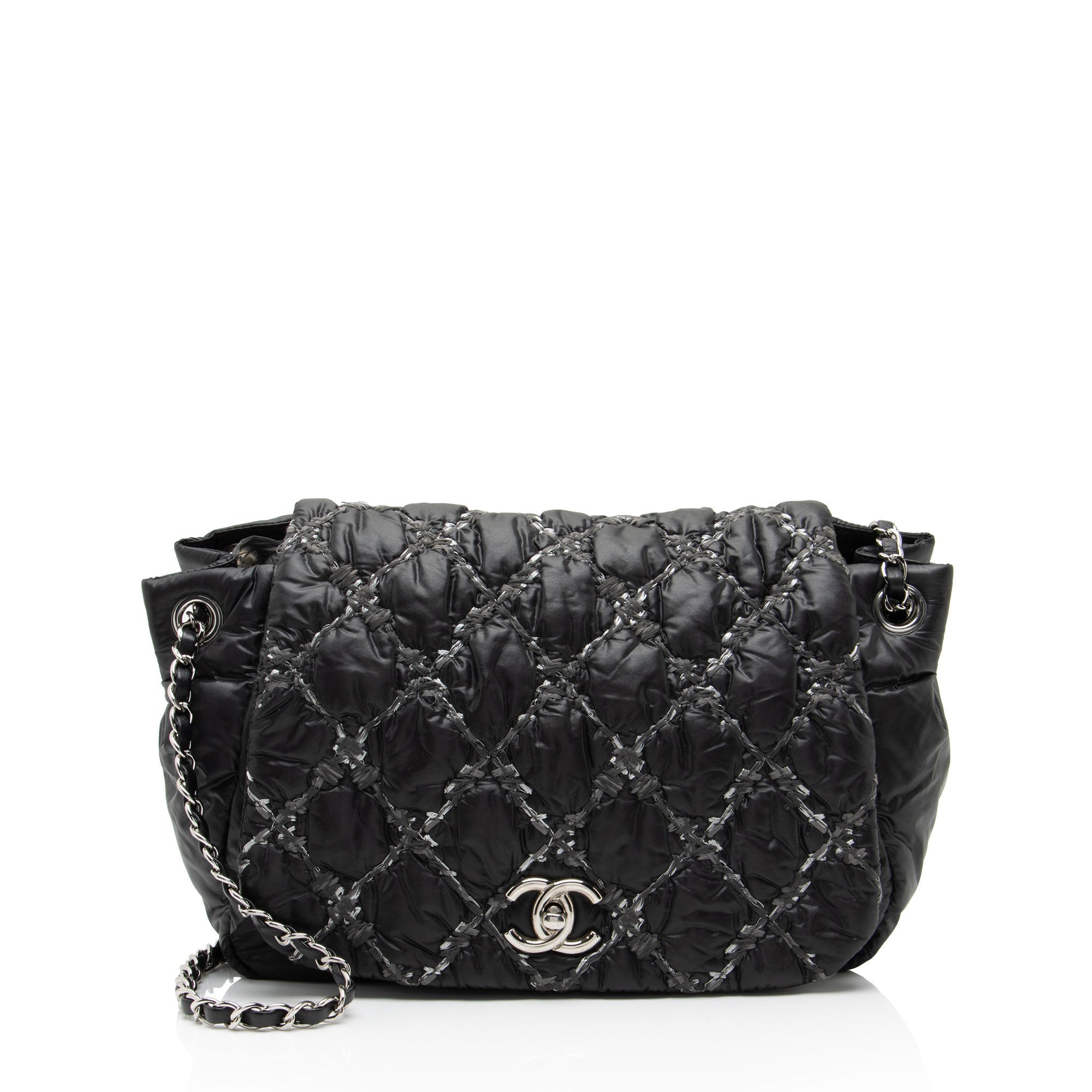 Chanel Lambskin Bubble Quilt Tweed Medium Flap Shoulder Bag