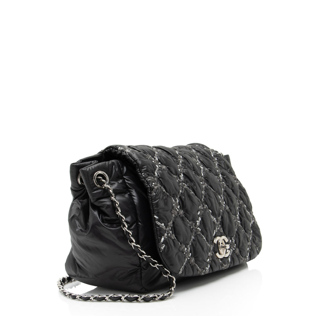 Chanel Lambskin Bubble Quilt Tweed Medium Flap Shoulder Bag