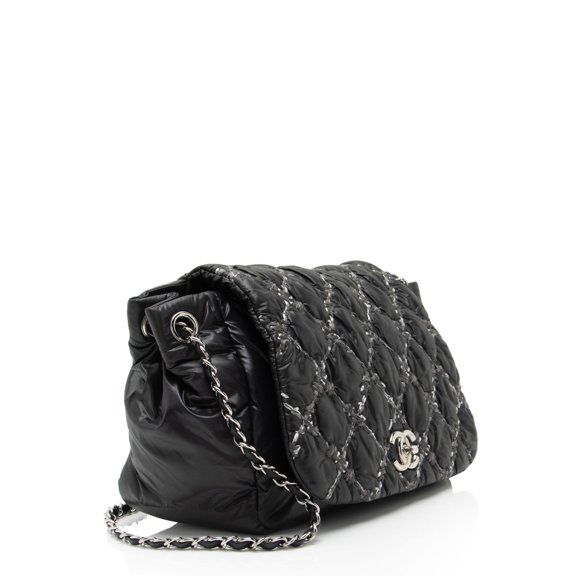 Chanel Lambskin Bubble Quilt Tweed Medium Flap Shoulder Bag