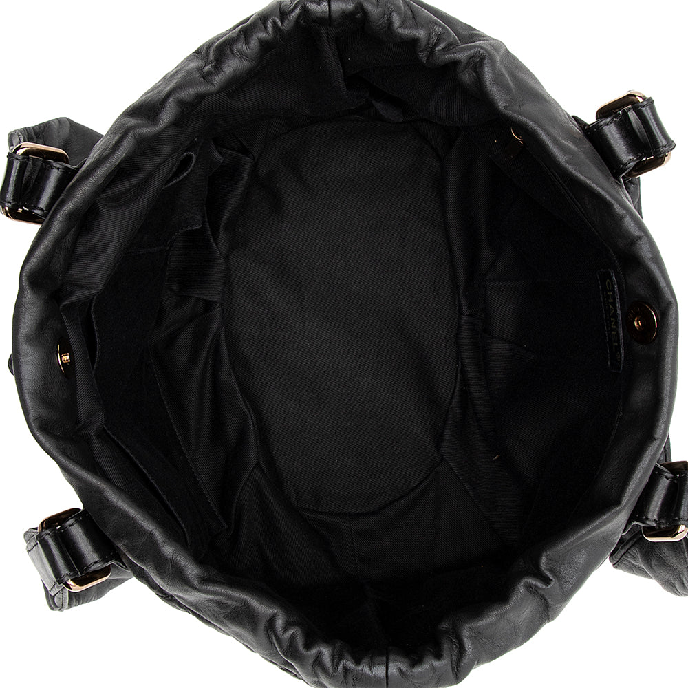 Chanel Lambskin Bubble Quilted Drawstring Shoulder Bag (SHF-15889)