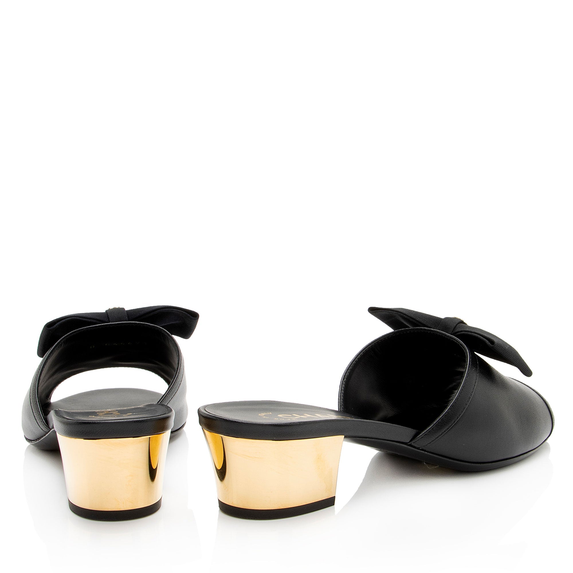 Chanel Lambskin CC Bow Mules - Size 7 / 37
