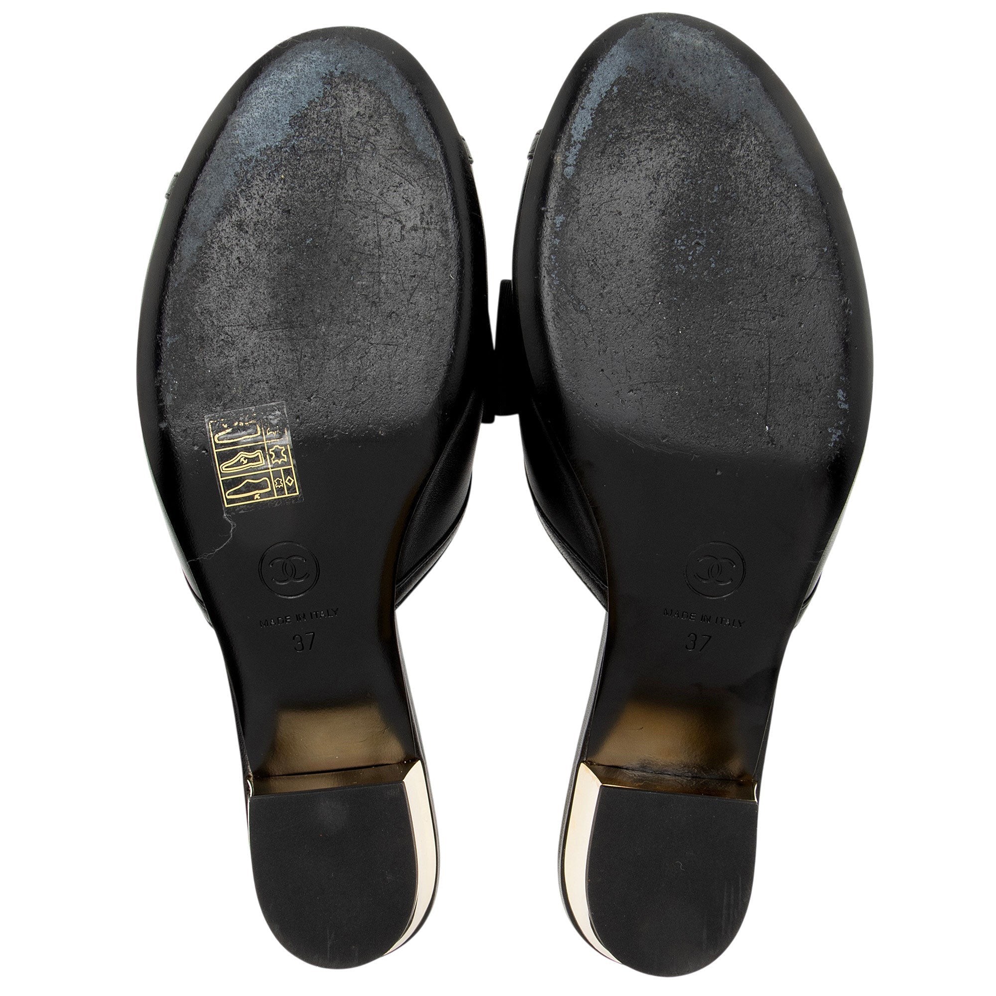 Chanel Lambskin CC Bow Mules - Size 7 / 37