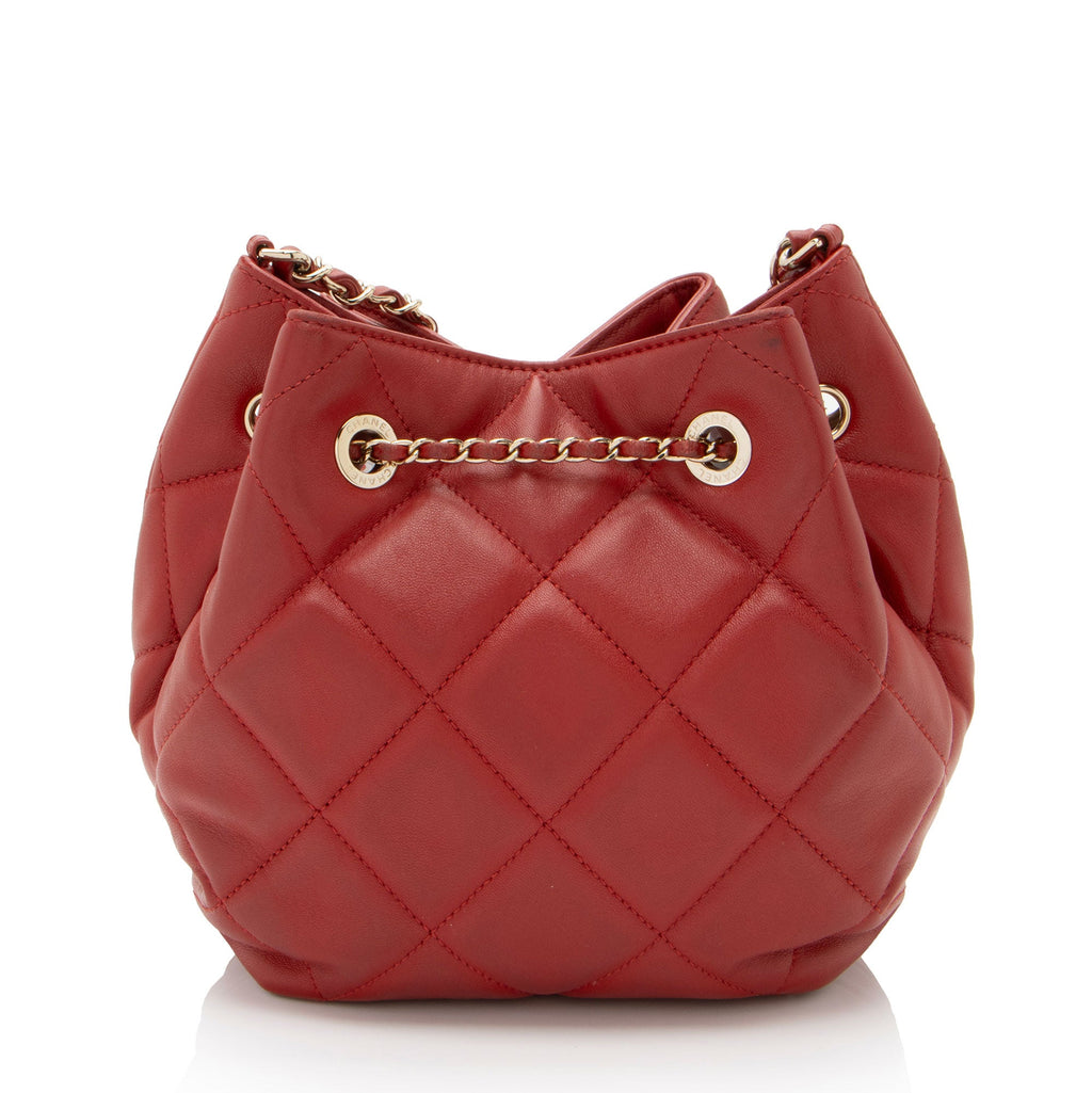 Chanel Lambskin CC Drawstring Mini Chain Bucket Bag