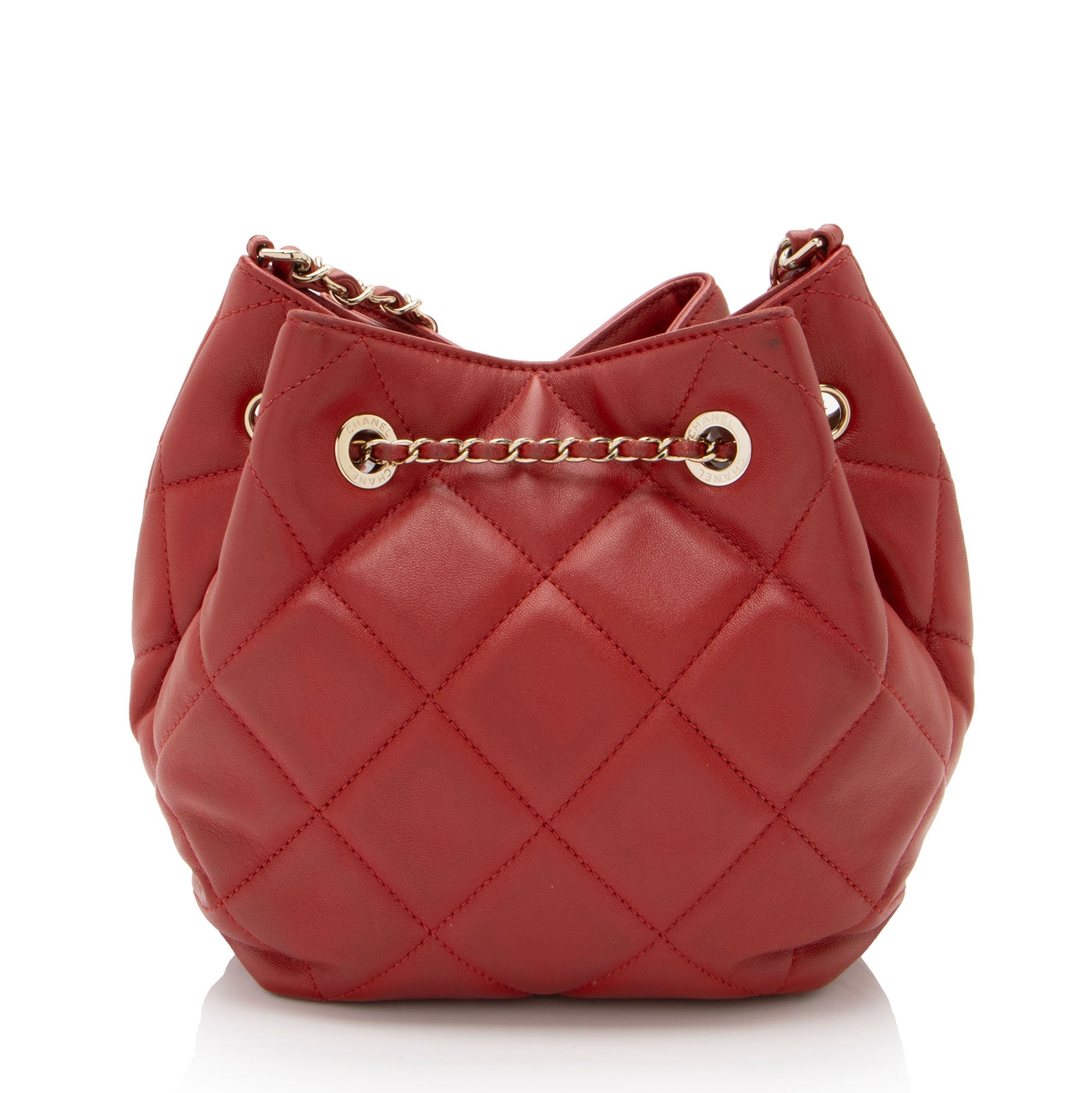 Chanel Lambskin CC Drawstring Mini Chain Bucket Bag