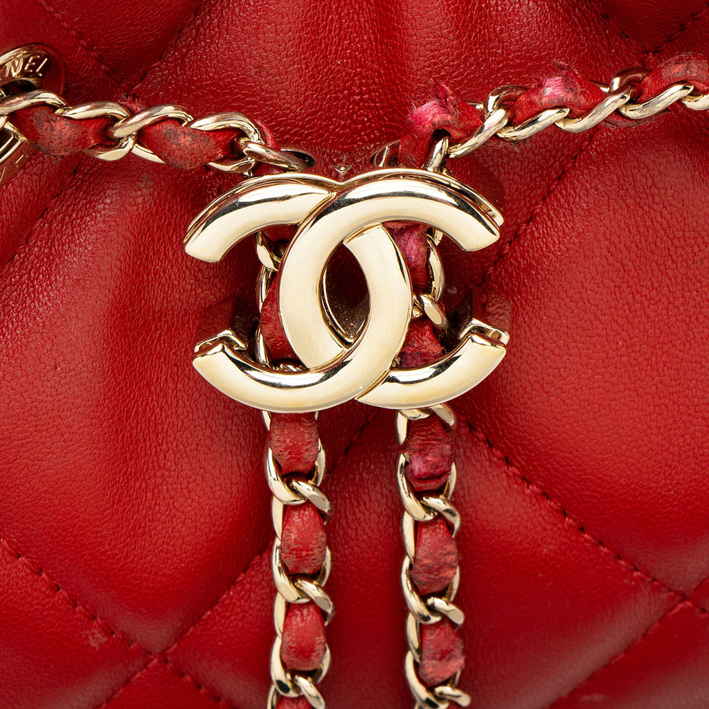 Chanel Lambskin CC Drawstring Mini Chain Bucket Bag