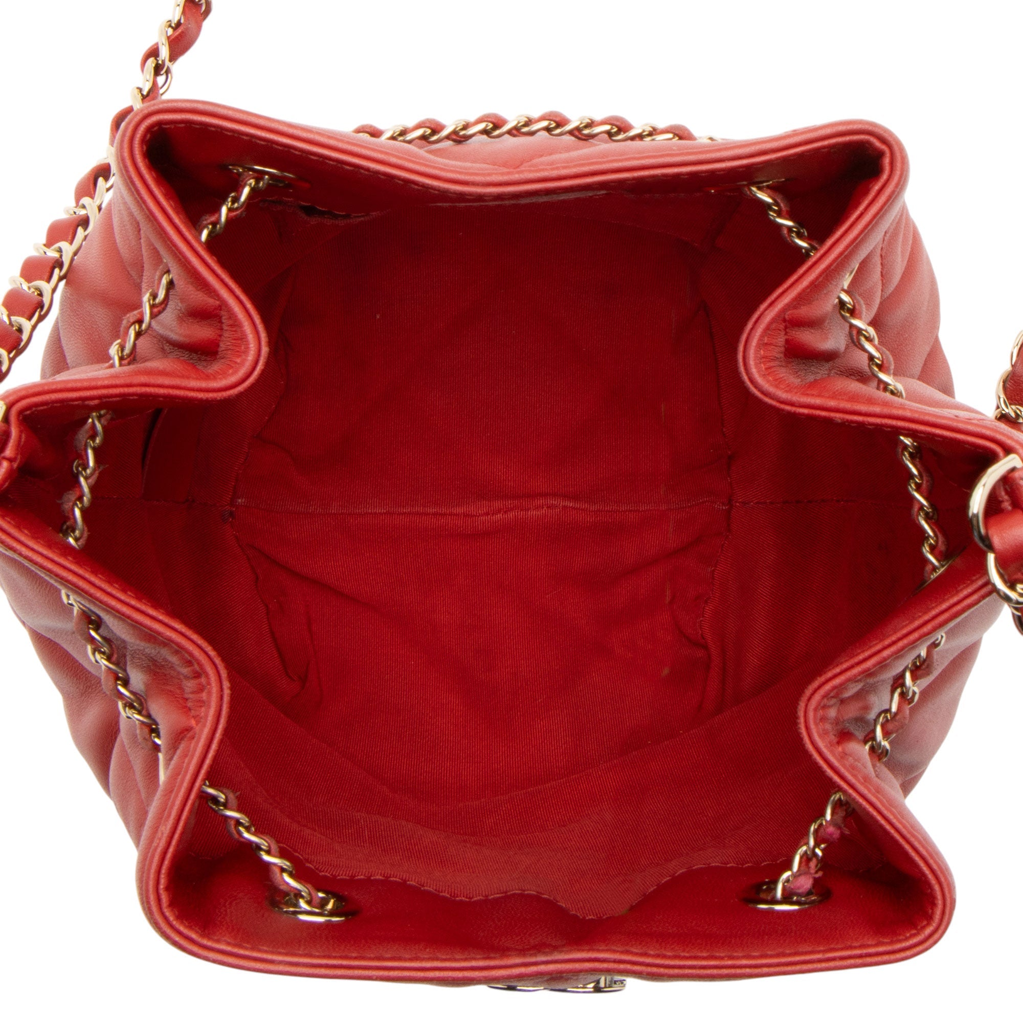 Chanel Lambskin CC Drawstring Mini Chain Bucket Bag