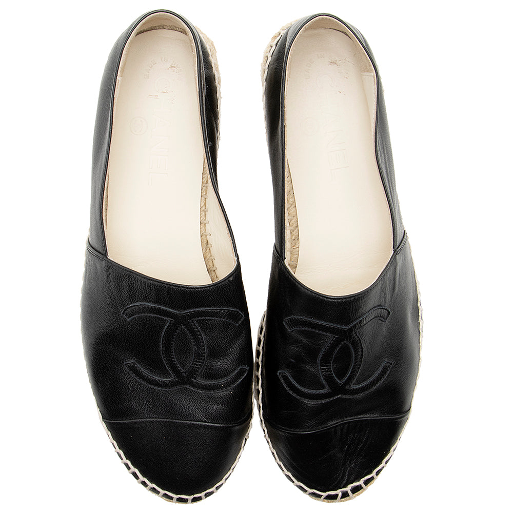 Chanel Lambskin CC Espadrilles - Size 7 / 37 (SHF-19084)