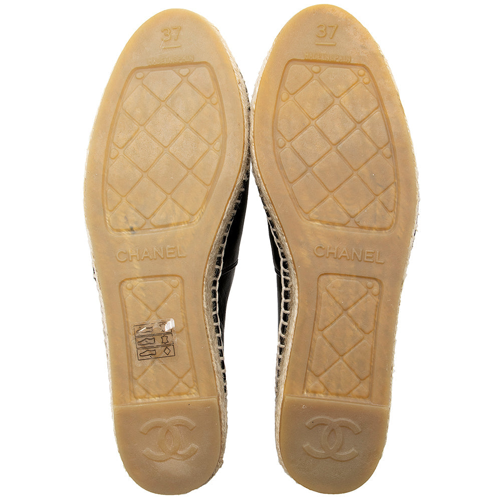 Chanel Lambskin CC Espadrilles - Size 7 / 37 (SHF-19084)