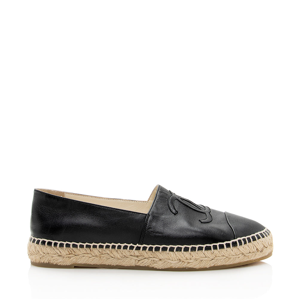 Chanel Lambskin CC Espadrilles - Size 7 / 37 (SHF-19084)