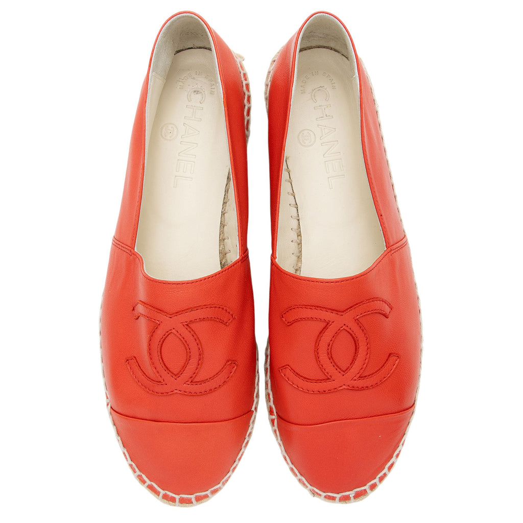 Chanel Lambskin CC Espadrilles - Size 7 / 37 (SHF-mU3mEW)