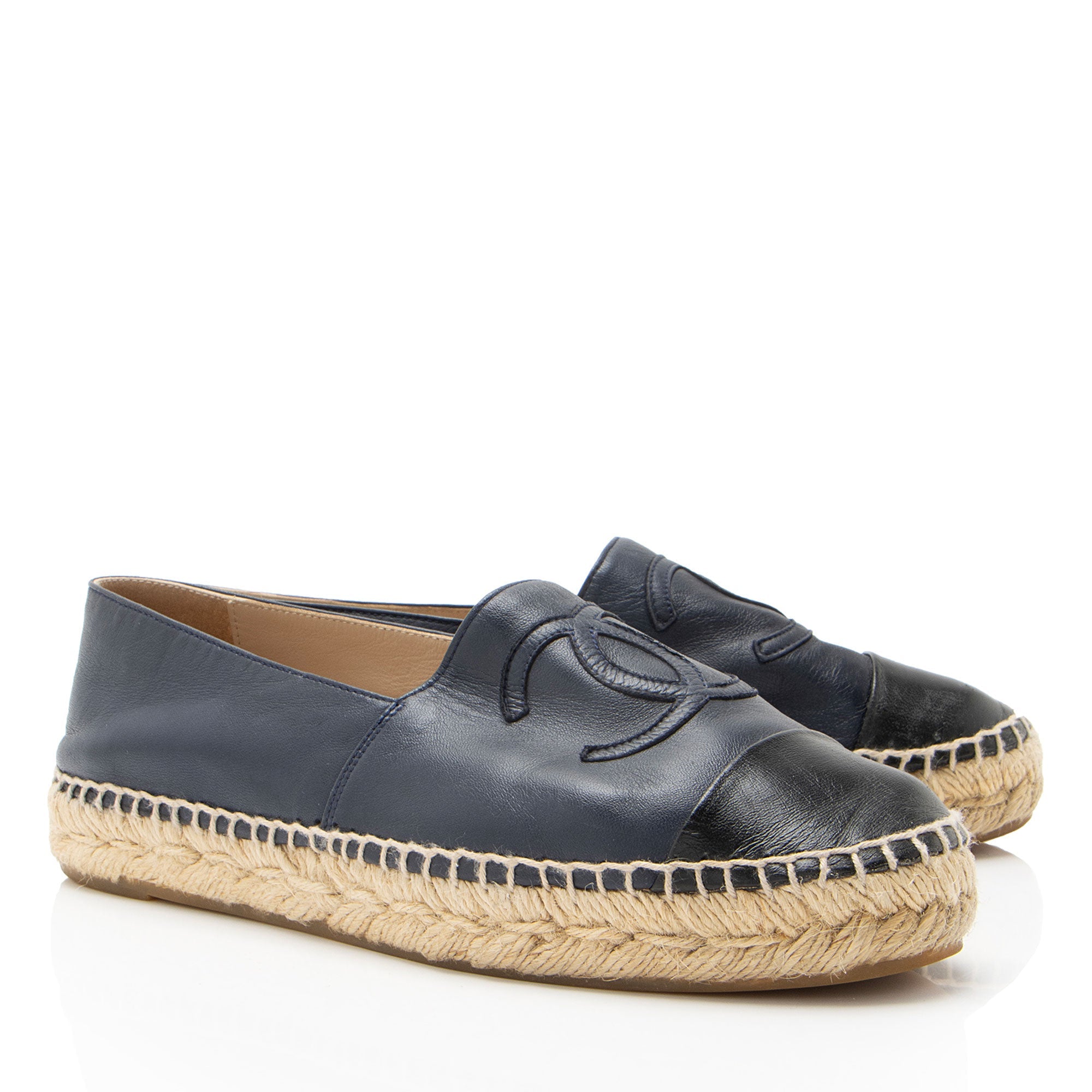 Chanel Lambskin CC Espadrilles - Size 7 / 37