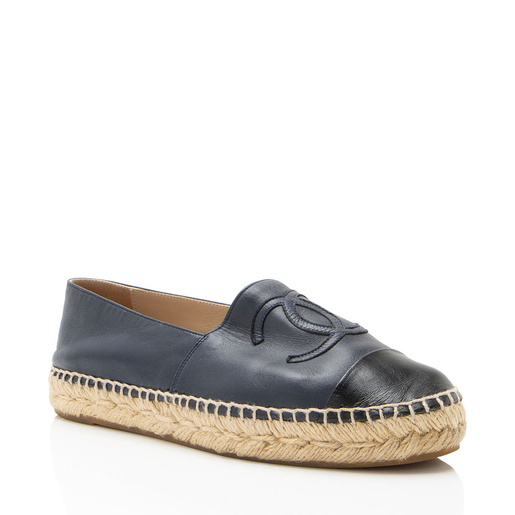 Chanel Lambskin CC Espadrilles - Size 7 / 37