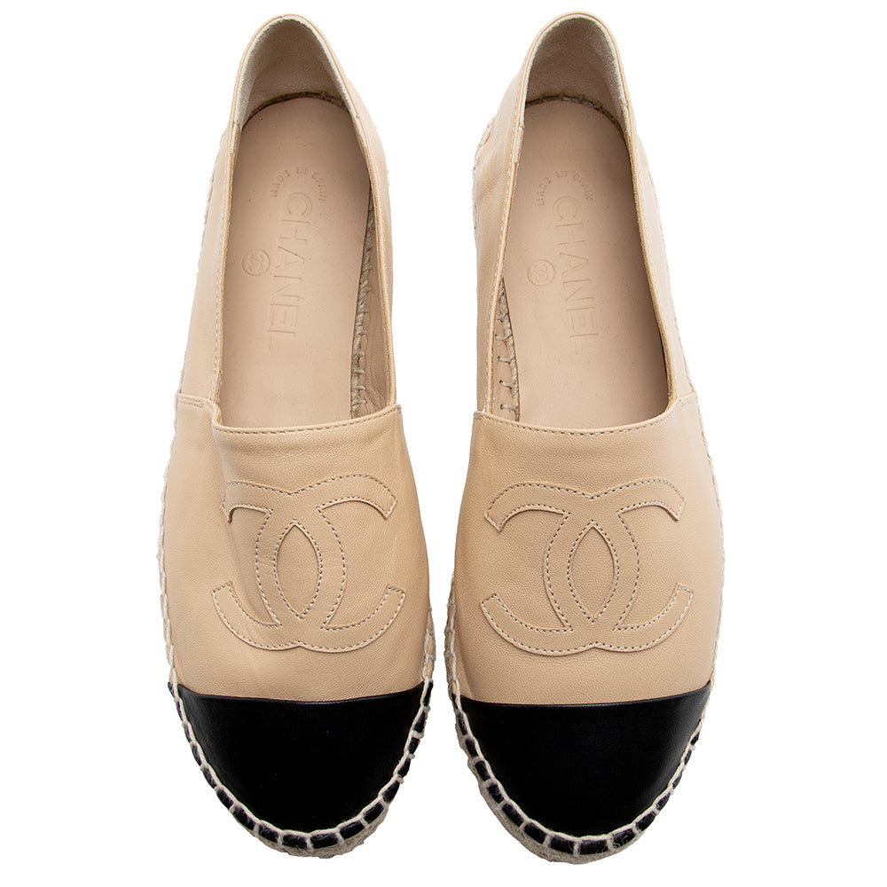 Chanel Lambskin CC Espadrilles - Size 8 / 38 (SHF-21335)