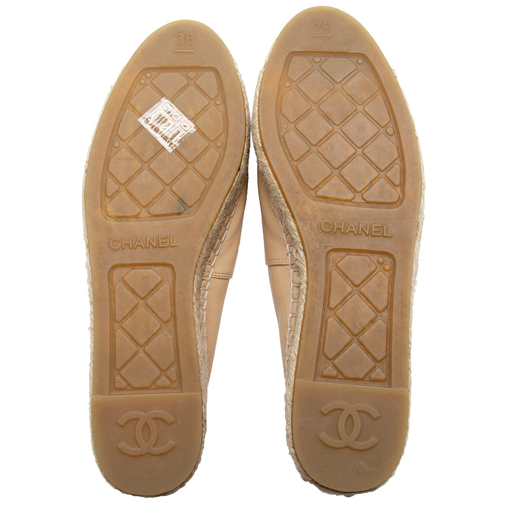 Chanel Lambskin CC Espadrilles - Size 8 / 38 (SHF-21335)