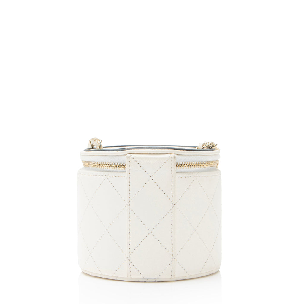 Chanel Lambskin CC Round Vanity Case with Chain