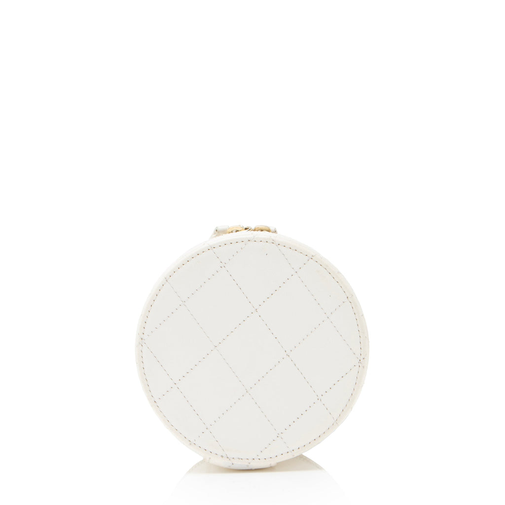 Chanel Lambskin CC Round Vanity Case with Chain