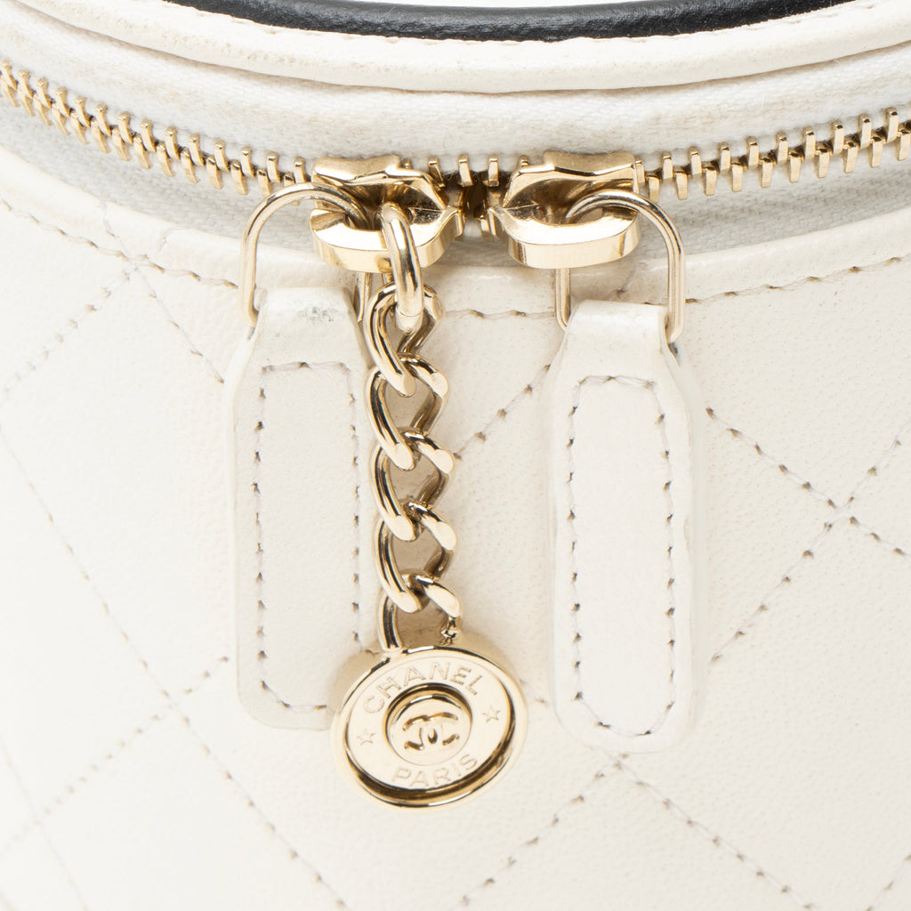 Chanel Lambskin CC Round Vanity Case with Chain