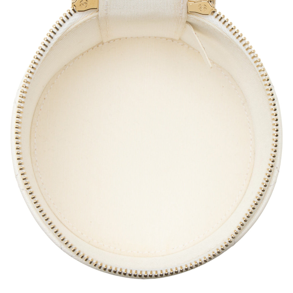 Chanel Lambskin CC Round Vanity Case with Chain