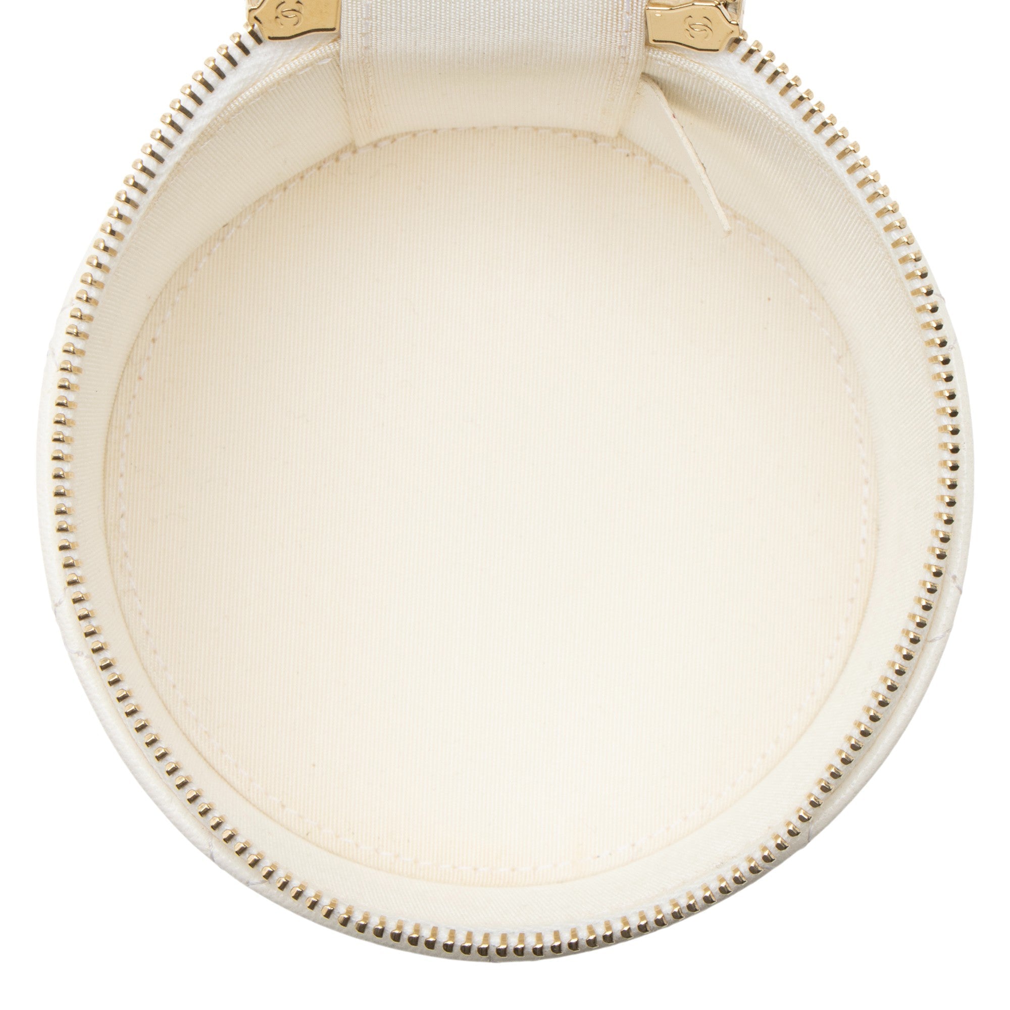 Chanel Lambskin CC Round Vanity Case with Chain